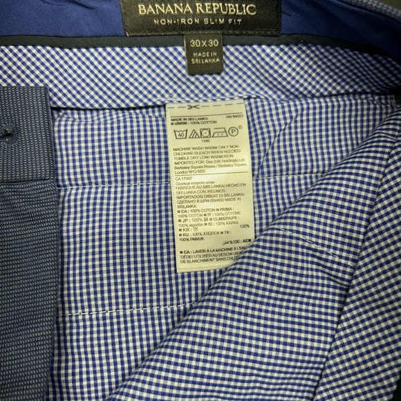 Banana Republic Blue Checkered Pants 30x30‎ Slim Fit - Picture 3 of 6